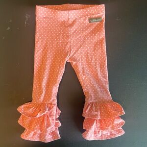 Baby Girls Matilda Jane Coral and White Polka Dot Ruffle Pants Size 18-24 months